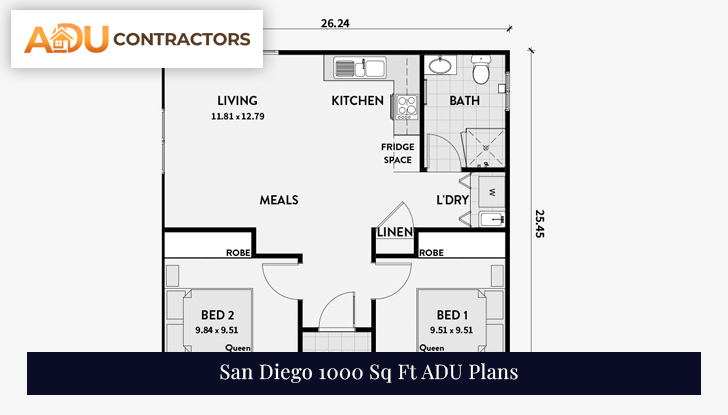 San Diego 1000 Sq Ft ADU Plans